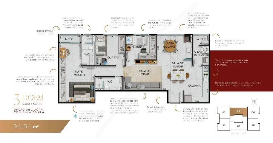 Apartamento com 3 dormitórios à venda, 94 m² por R$ 1.350.000 - Villa Branca - Jacareí/SP